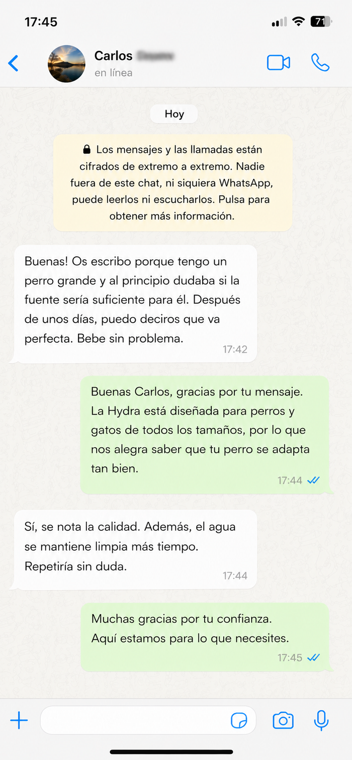Mensaje de cliente PetBloom