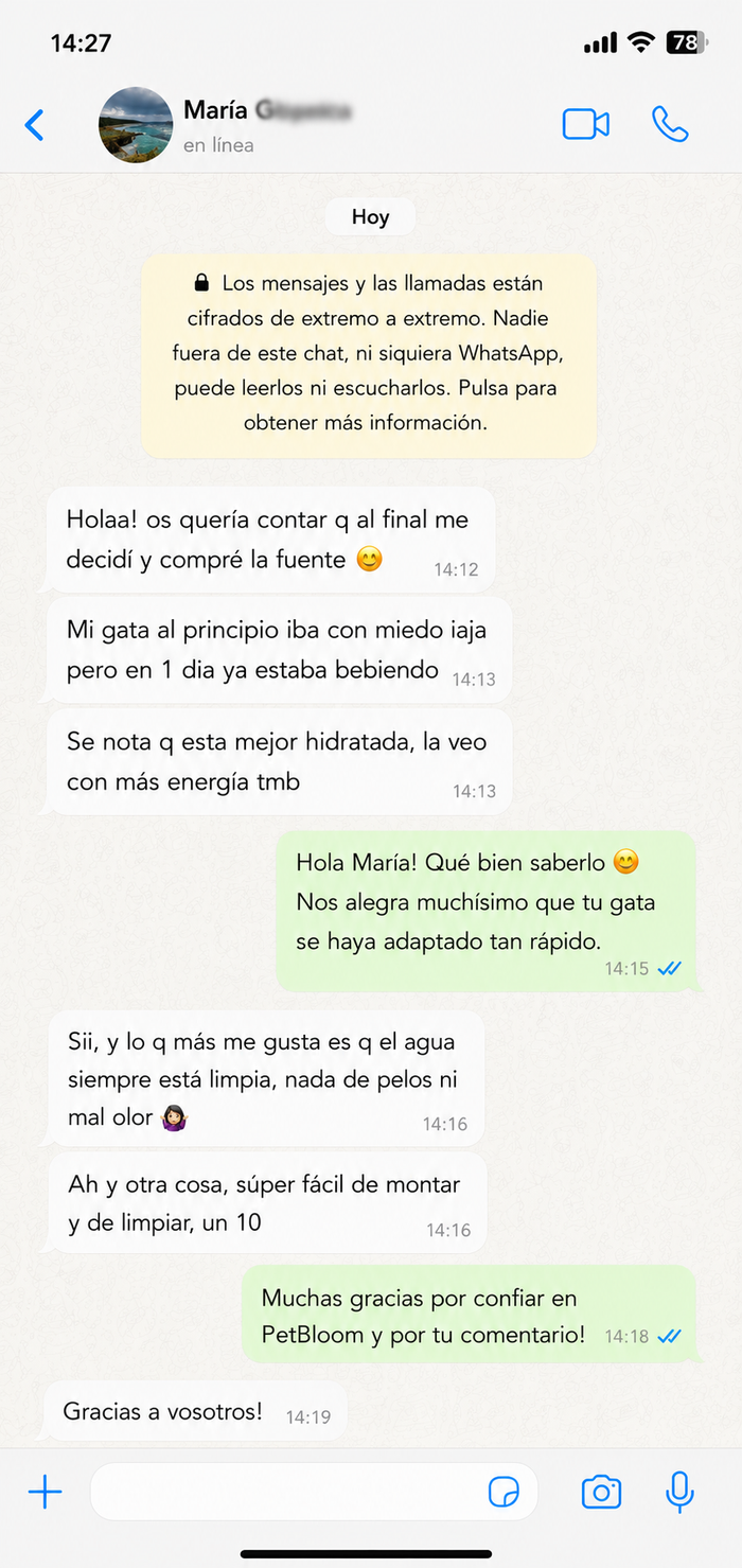 Mensaje de cliente PetBloom