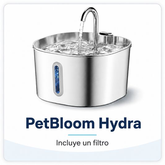 PetBloom Hydra™ — Fuente de hidratación de acero inoxidable para gatos y perros